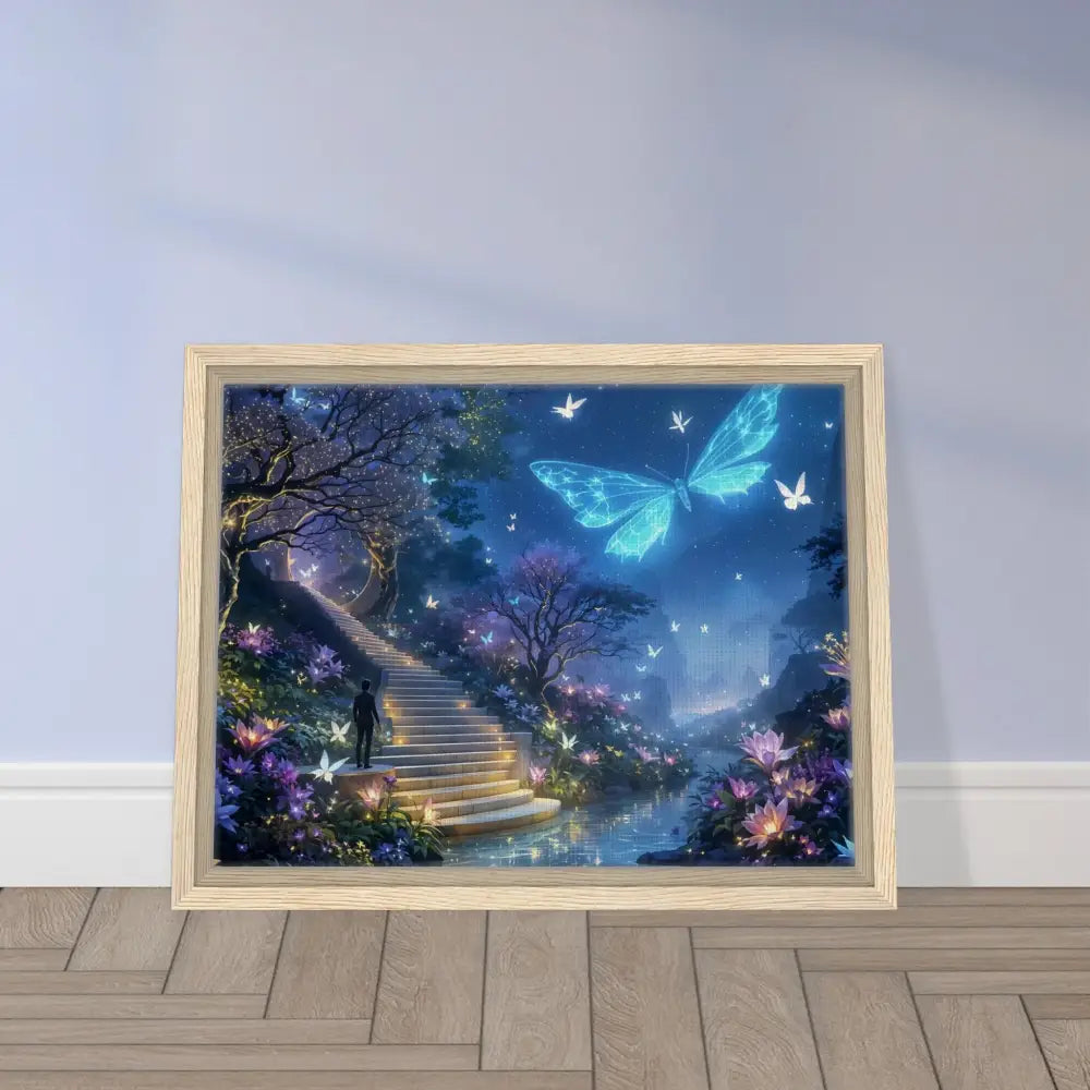 Framed fantasy landscape artwork from PixiOnyx Biolumina The Valley Beyond product