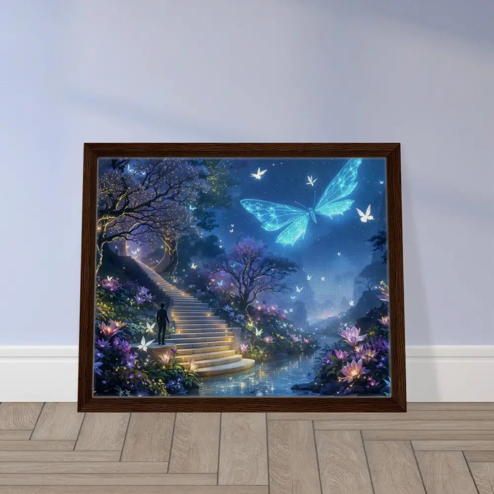 Framed fantasy art titled Biolumina The Valley Beyond displayed in PixiOnyx Canvas