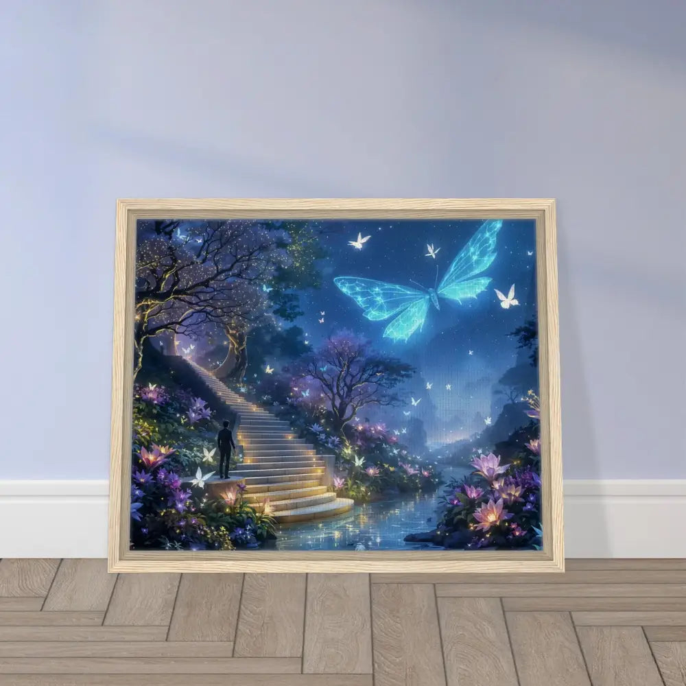Framed Fantasy Landscape Art displayed in Biolumina The Valley Beyond Canvas by PixiOnyx