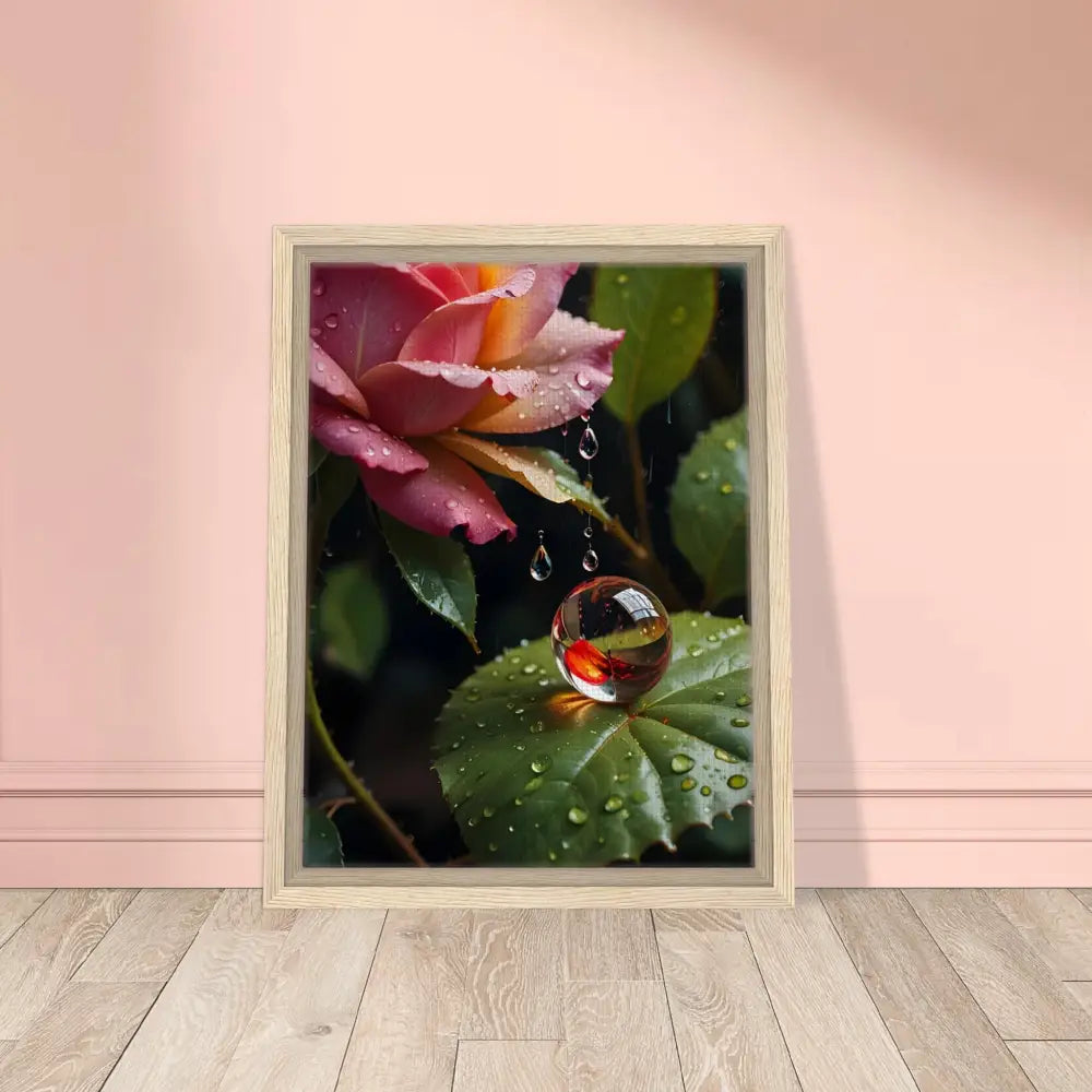 Framed Rose and Marble Photograph displayed in PixiOnyx Botanical Daydream Canvas