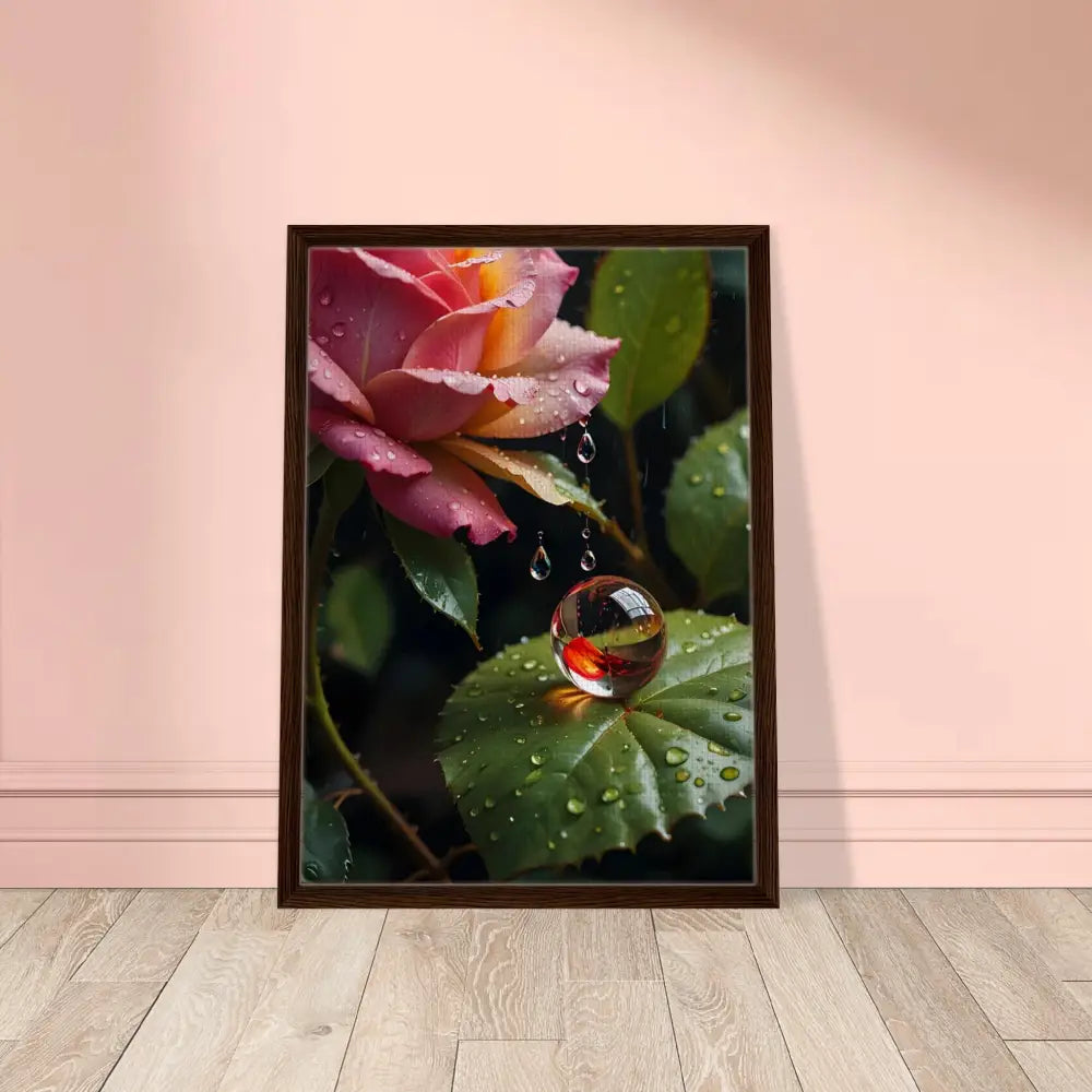 Framed Rose and Marble Photograph in Blush Reverie Canvas by PixiOnyx Botanical Daydream