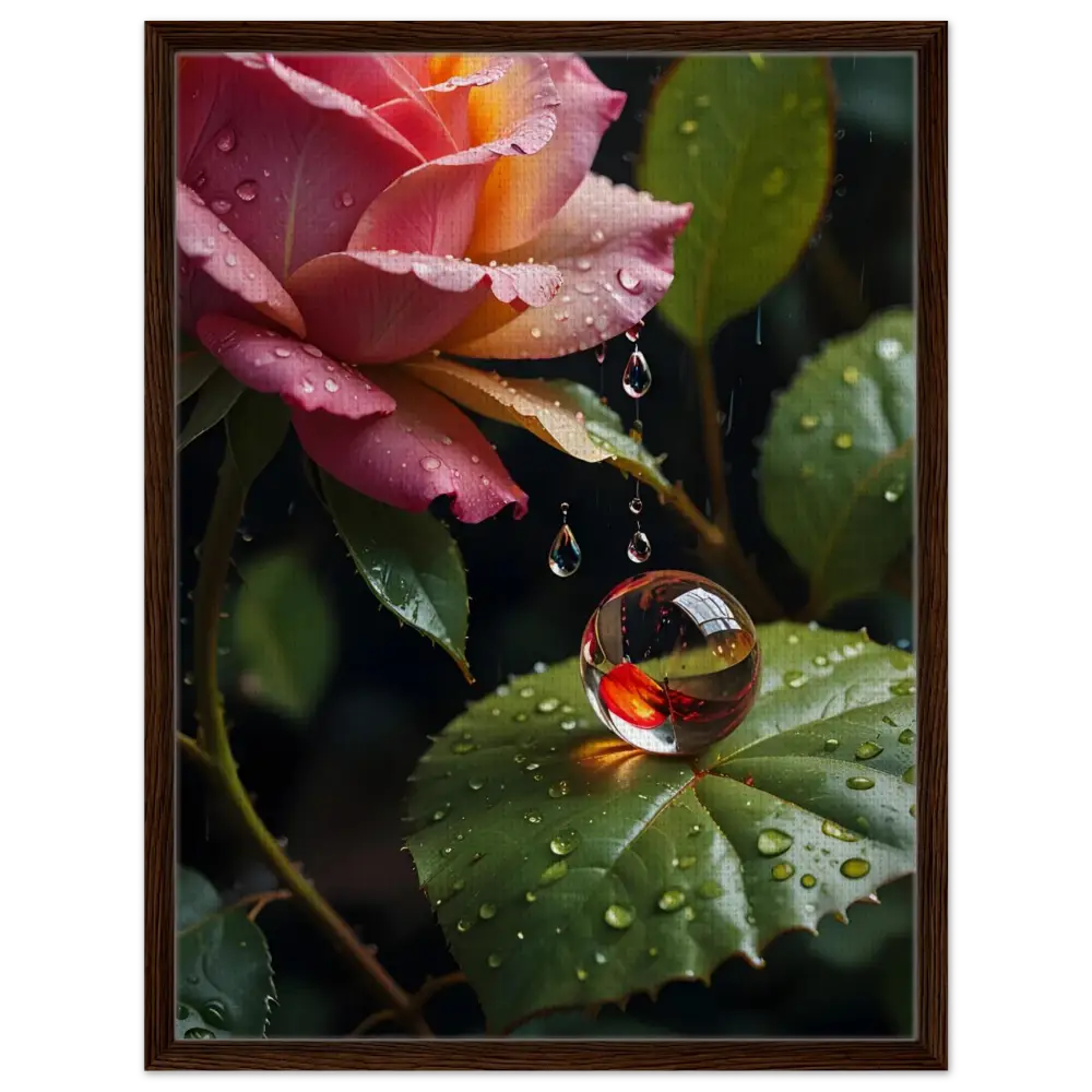 Framed Rose and Marble Artwork on Blush Reverie Canvas by PixiOnyx Botanical Daydream