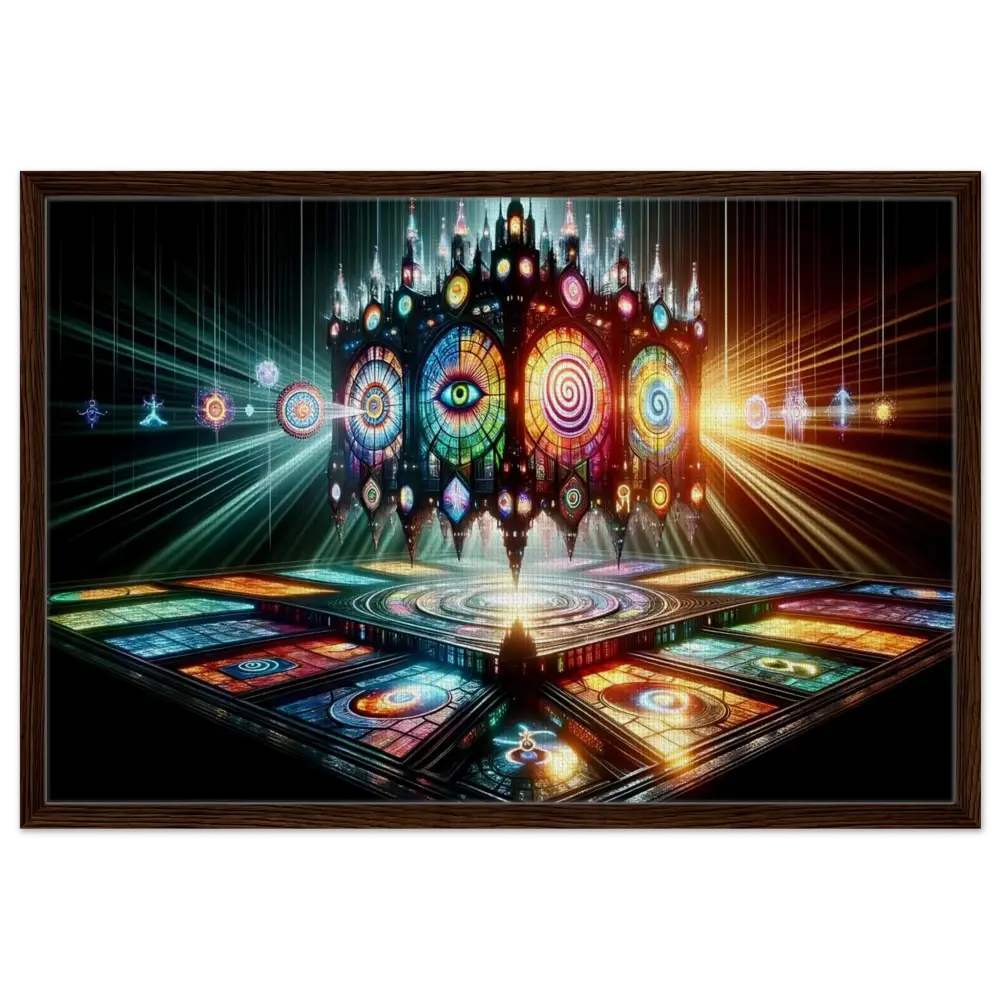 Ornate stained-glass structure from Framed Canvas Cathedral of the Minds Eye PixiOnyx frame