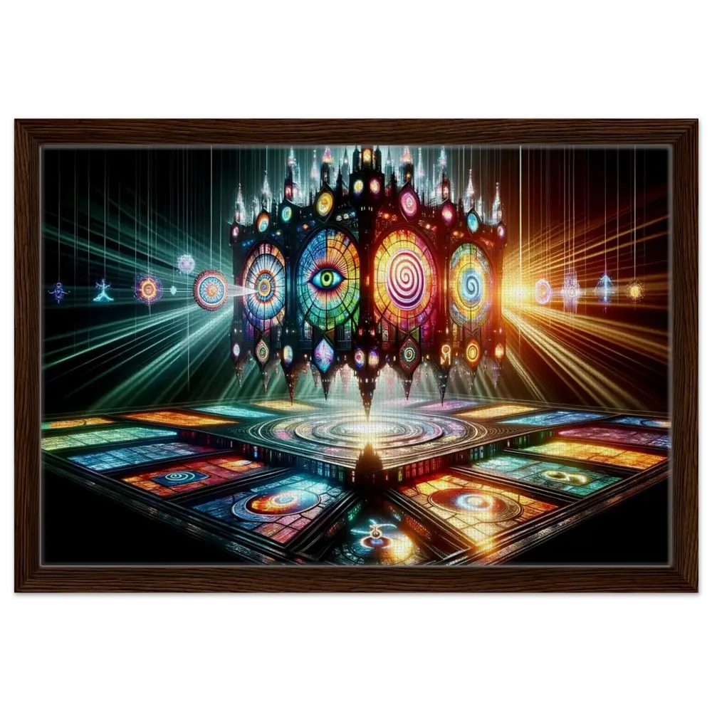 Framed psychedelic stained-glass structure for Cathedral of the Mind’s Eye Canvas PixiOnyx