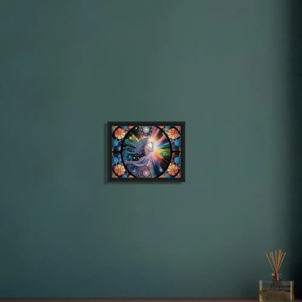 Framed colorful artwork displaying Celestial Bloom on PixiOnyx Luxe Starlight Panel