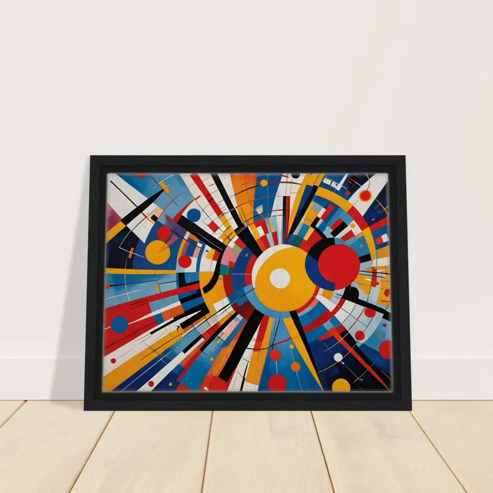 Framed abstract geometric painting on canvas from PixiOnyx Celestial Motion collection