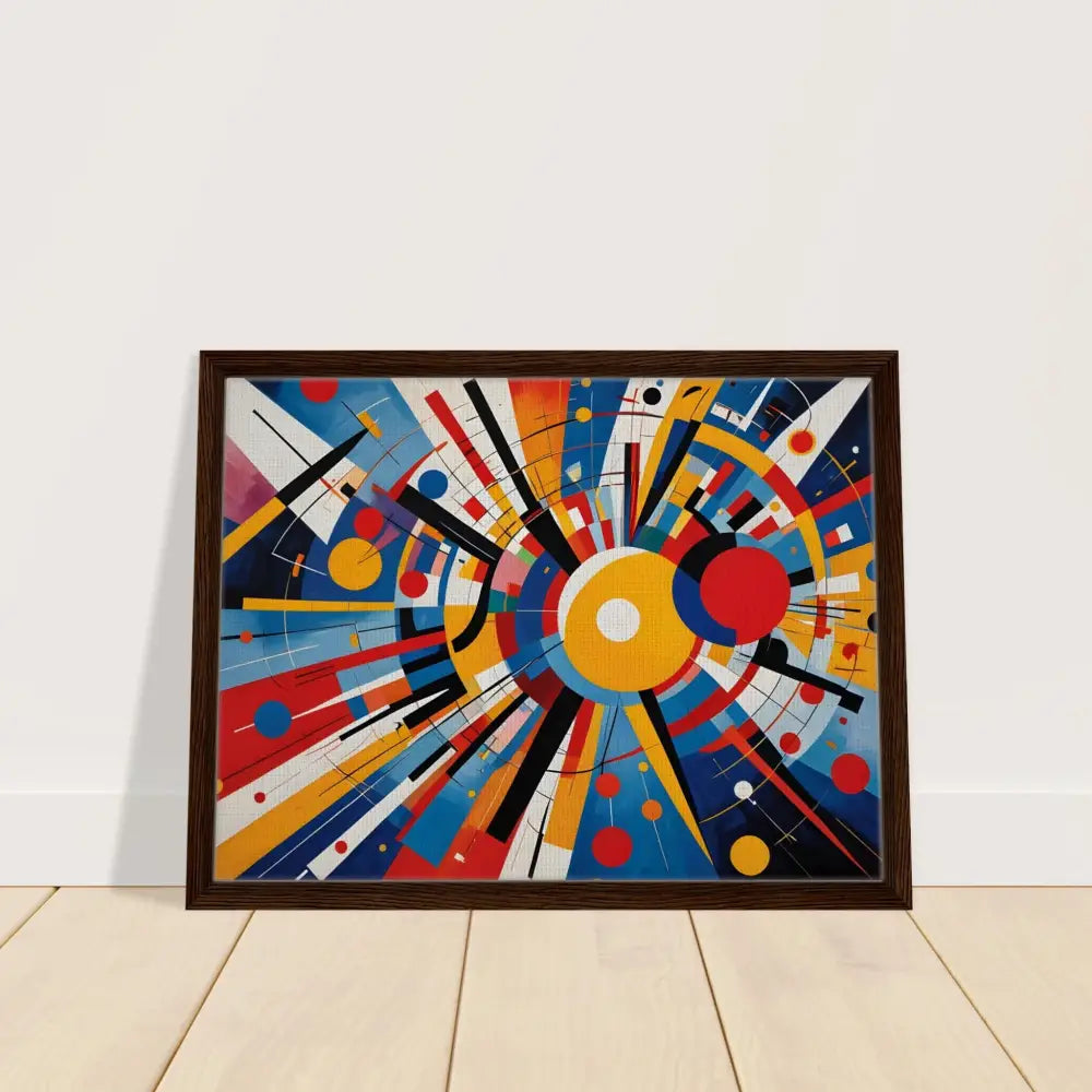 Framed abstract geometric art titled Celestial Motion on PixiOnyx Canvas