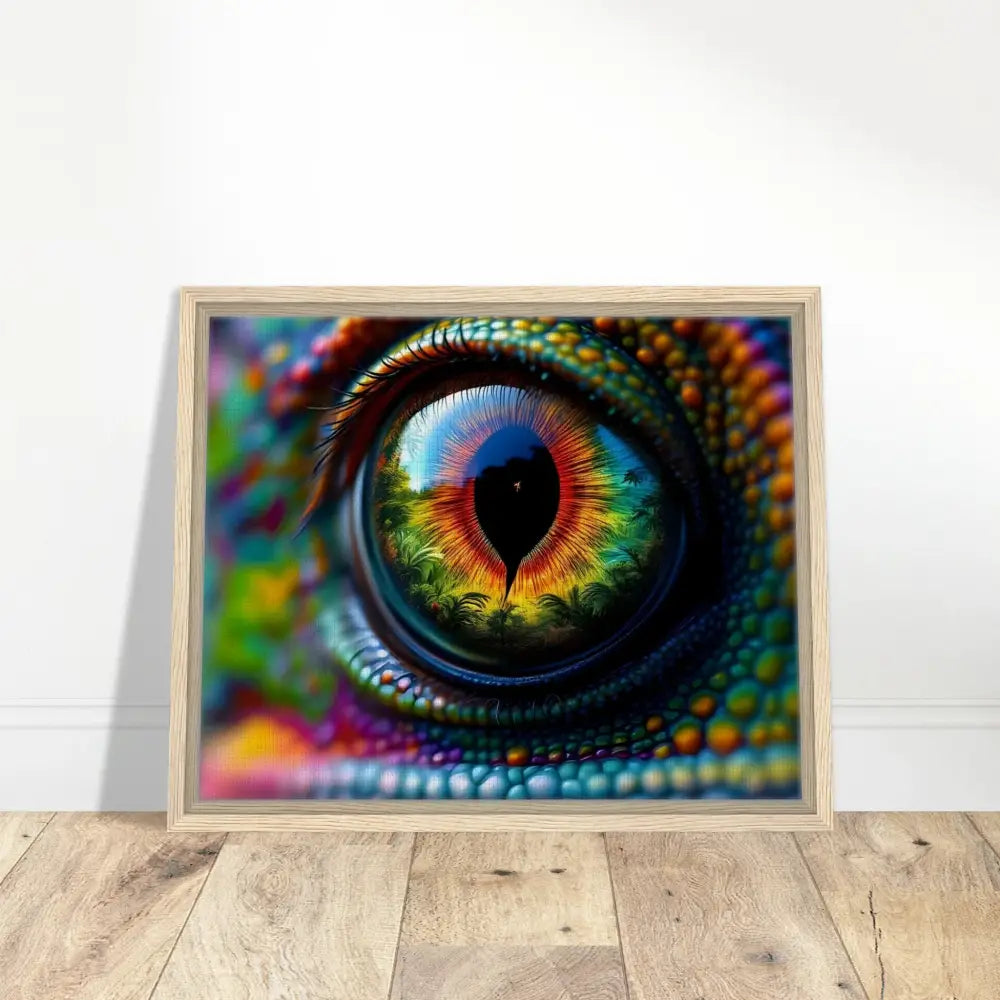 Framed chameleon eye art on Canvas titled Chameleons Prism for PixiOnyx Hypnotic Gaze