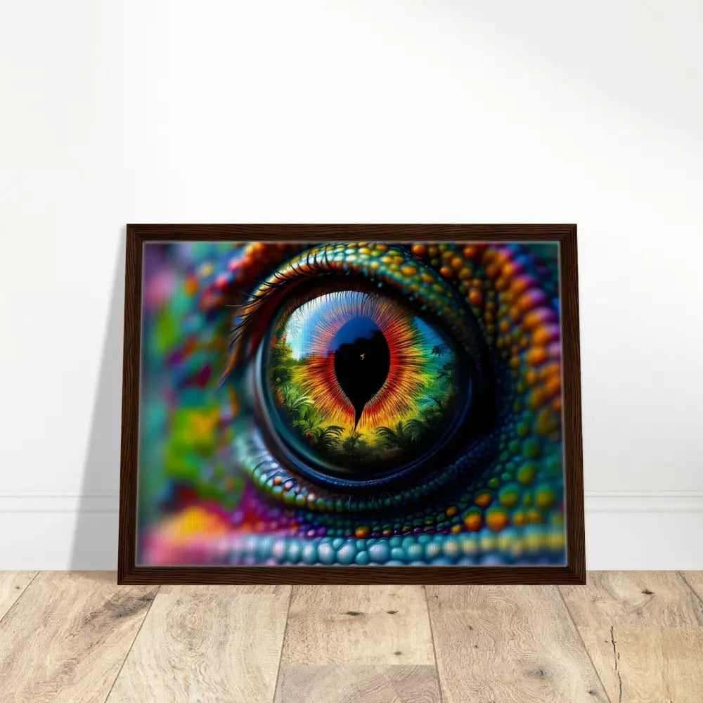 Framed Chameleon Eye Art on Canvas from PixiOnyx Hypnotic Gaze collection