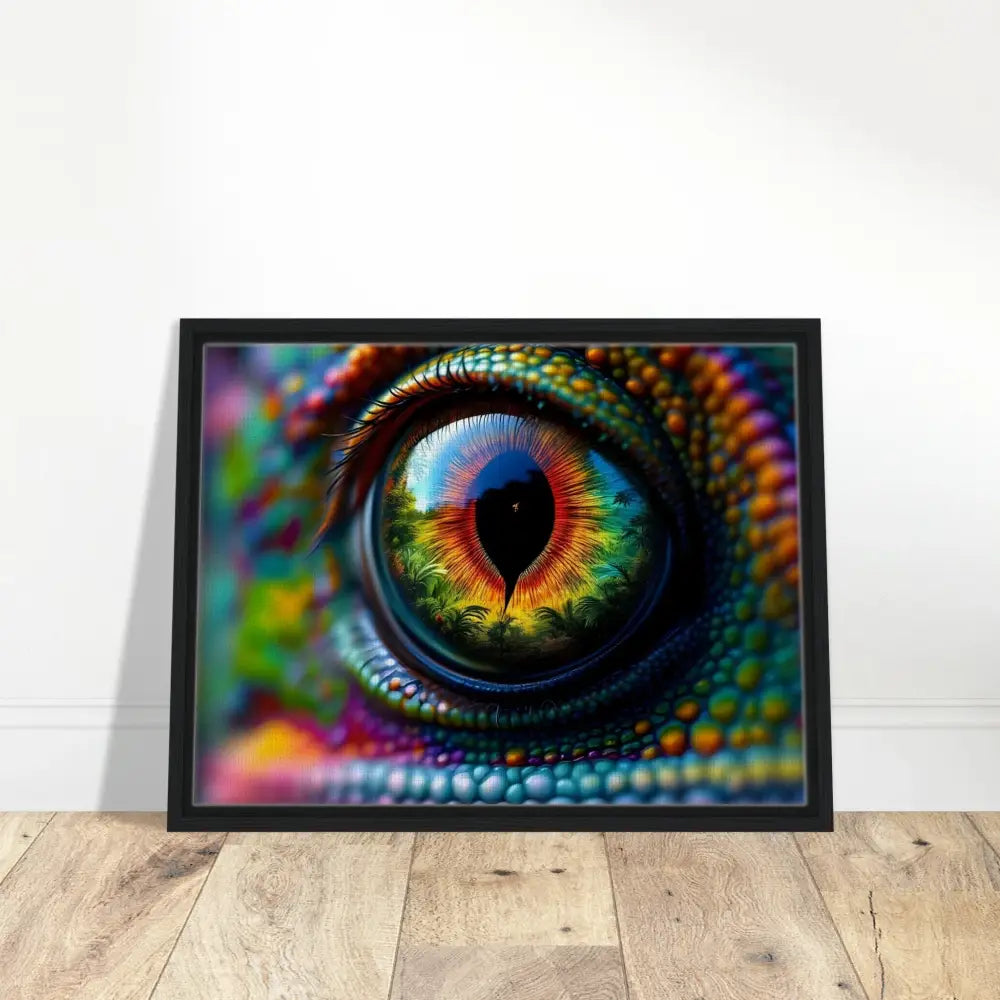 Framed Chameleon Eye Art on Canvas from PixiOnyx Hypnotic Gaze Collection