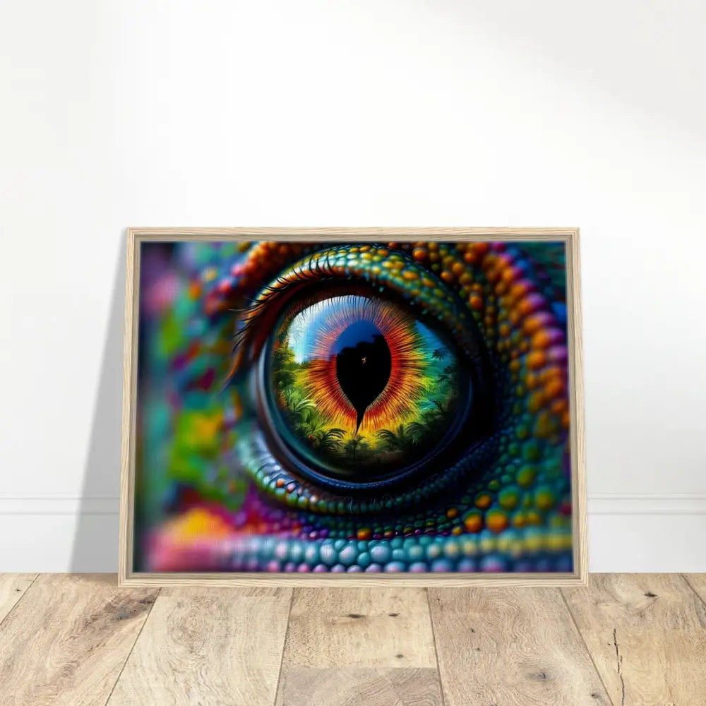 Framed Chameleon Eye Art on Canvas from PixiOnyx Hypnotic Gaze collection