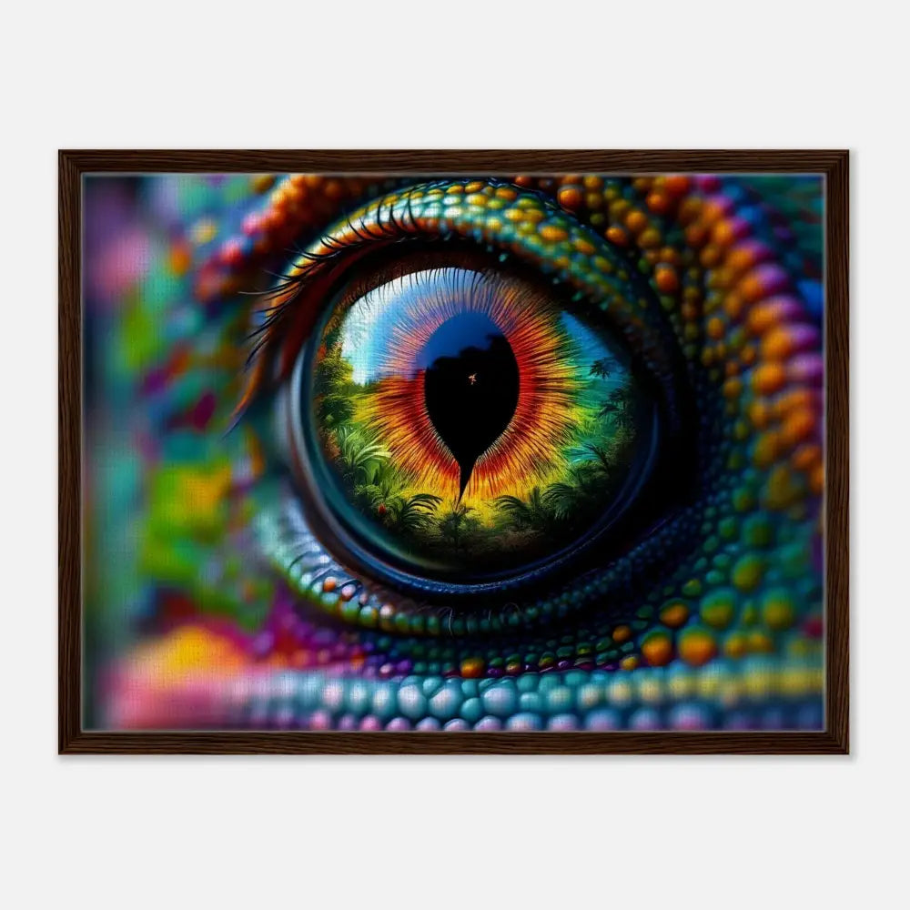Framed Chameleon Eye Art on Canvas in PixiOnyx Hypnotic Gaze Product