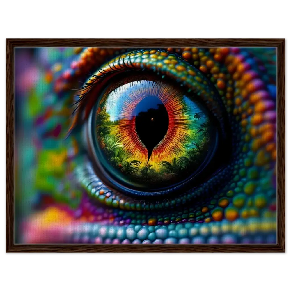 Framed Chameleon Eye Art on Canvas in PixiOnyx Hypnotic Gaze product