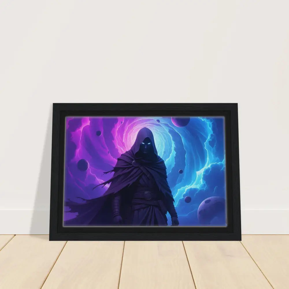 Framed fantasy artwork of a cloaked figure from Voidwalkers Gate PixiOnyx Wall Art