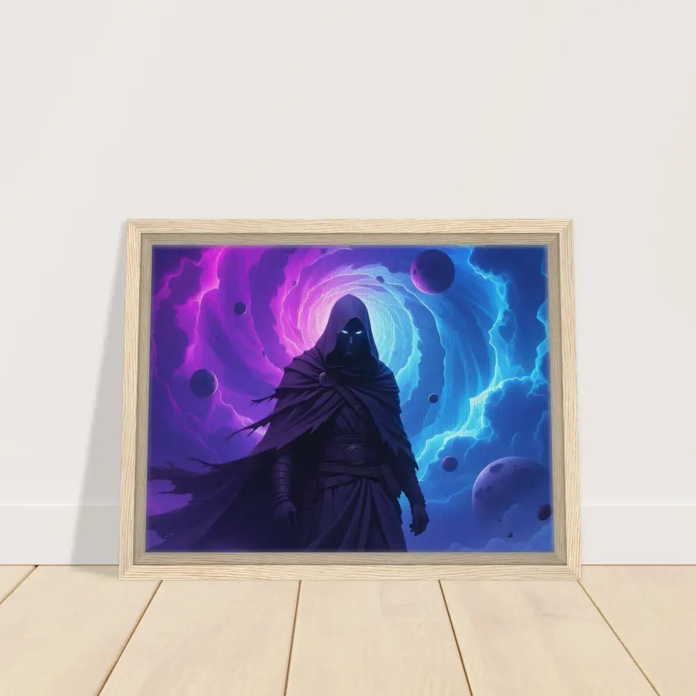 Framed space wizard art featuring Cloaked Figure from Voidwalker’s Gate Wall Art