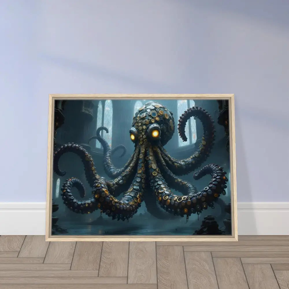 Framed steampunk octopus artwork on canvas from PixiOnyx Gothic Monster Gallery Drop