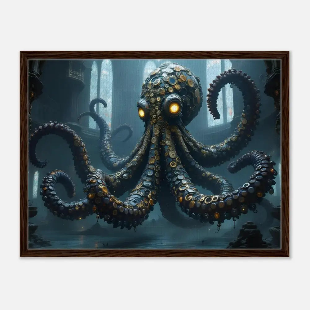 Framed Steampunk Octopus Artwork in Canvas Style from PixiOnyx Gothic Monster Gallery Drop