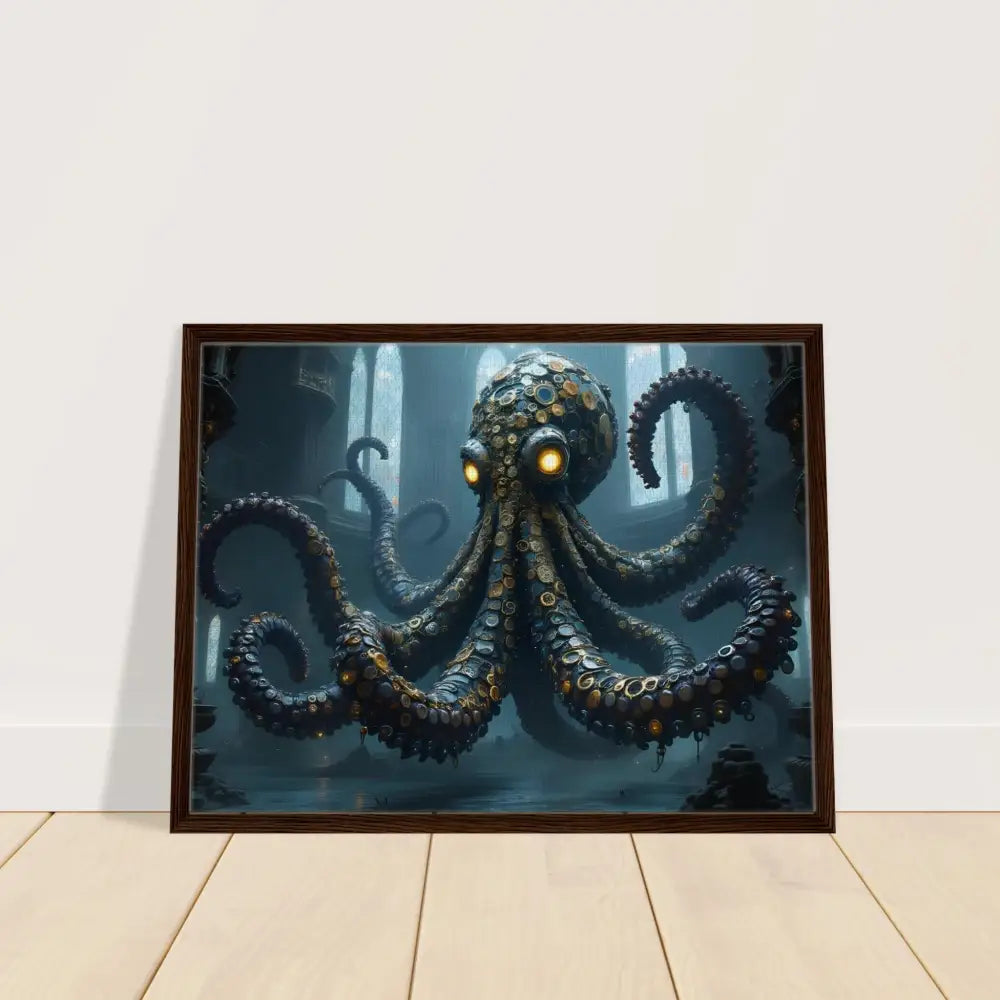 Framed steampunk octopus artwork from PixiOnyx Clocktopus Gothic Monster Gallery Drop
