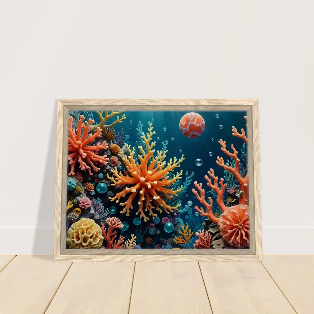 Framed coral reef artwork from PixiOnyx undersea dreamscape collection