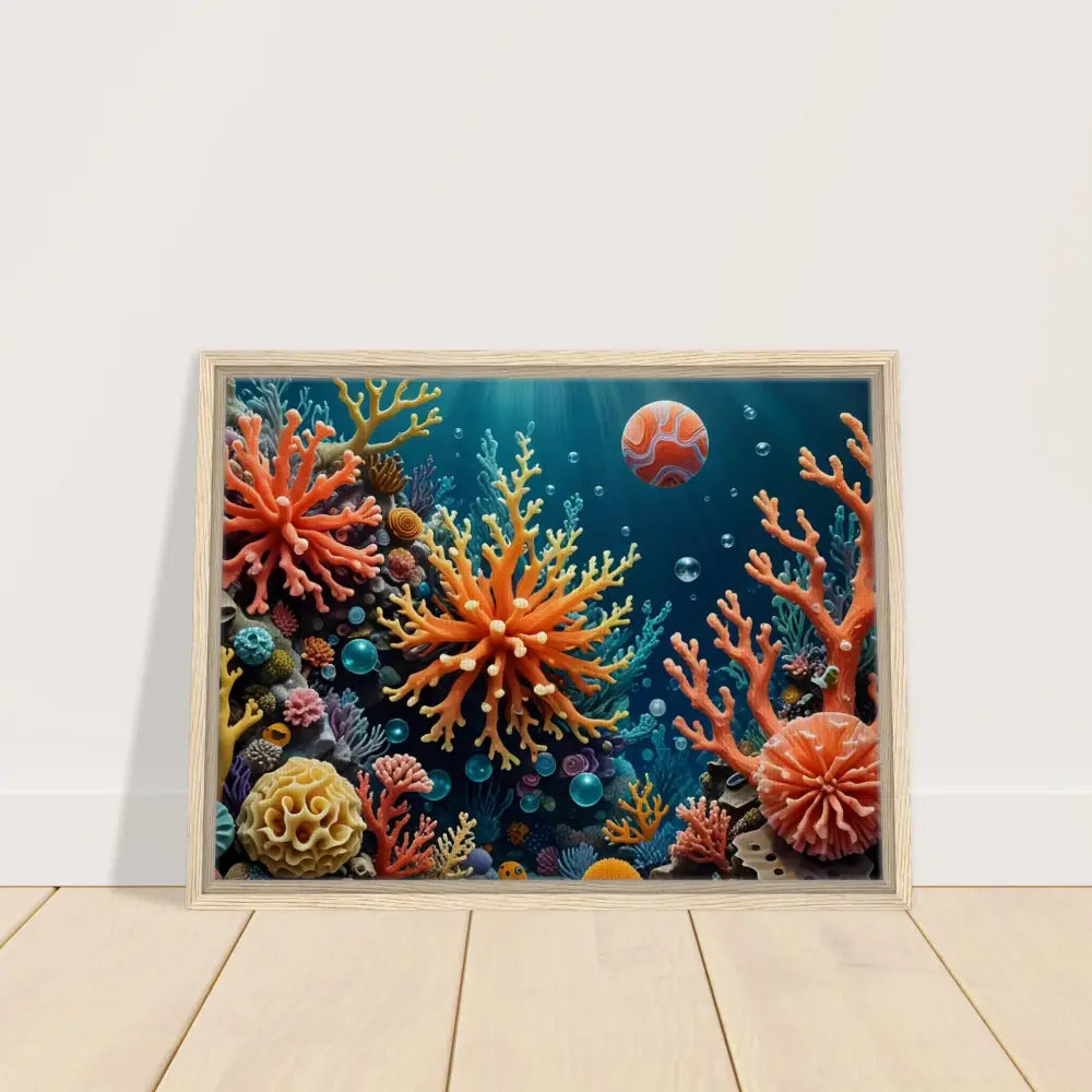 Framed coral reef artwork displayed in PixiOnyx Undersea Dreamscape product