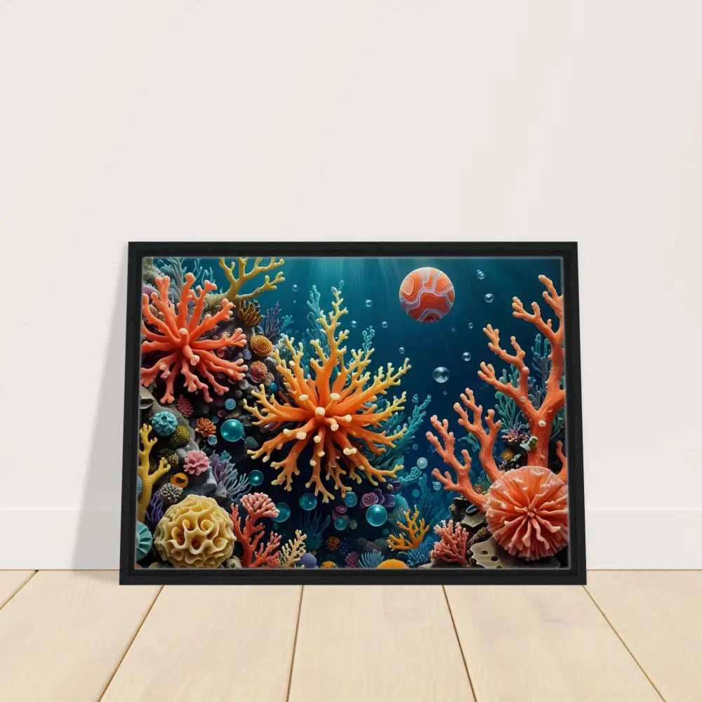 Framed coral reef artwork on canvas in the PixiOnyx Coral Reverie Undersea Dreamscape product