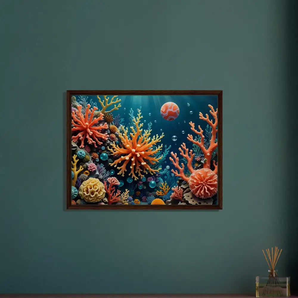 Framed Coral Reef Artwork displayed in Framed Canvas Coral Reverie Undersea Dreamscape