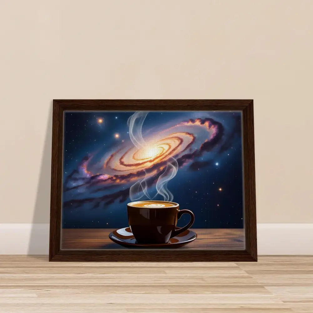 Framed galaxy coffee art on PixiOnyx Dreamscape Canvas product display