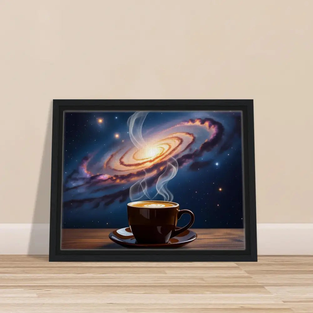 Framed galaxy coffee art on PixiOnyx Dreamscape Canvas product display
