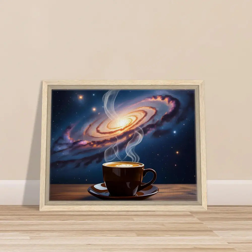 Framed galaxy coffee art on PixiOnyx Dreamscape Canvas product display