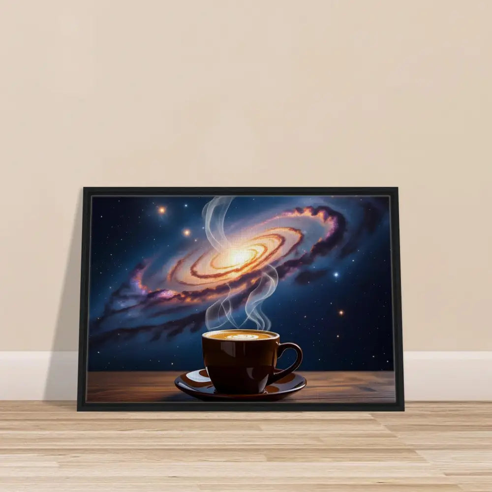 Framed galaxy coffee art on a canvas in PixiOnyx Dreamscape collection