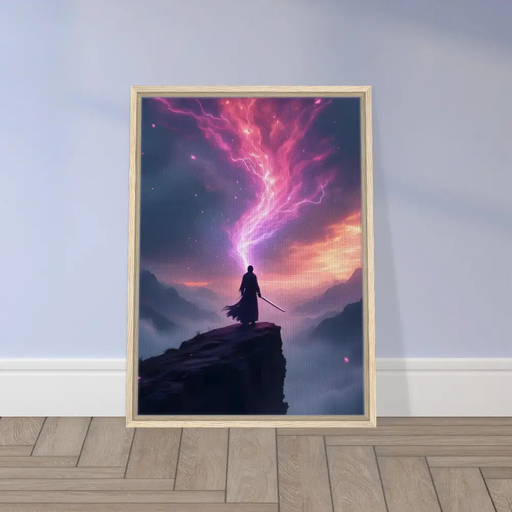 Framed fantasy art print Cosmic Cliff displayed in PixiOnyx Power on the Edge Frame