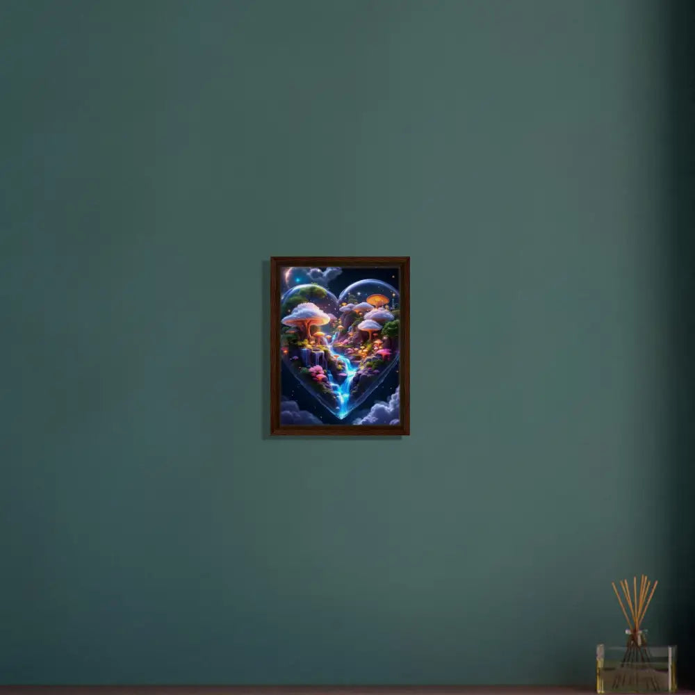 Framed heart-shaped fantasy art on PixiOnyx Enchanted Realms Frame product image