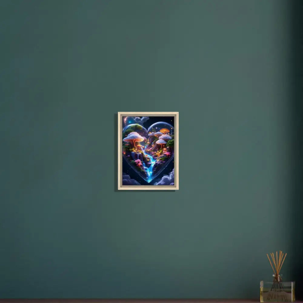 Framed heart-shaped fantasy artwork in PixiOnyx Enchanted Realms Frame