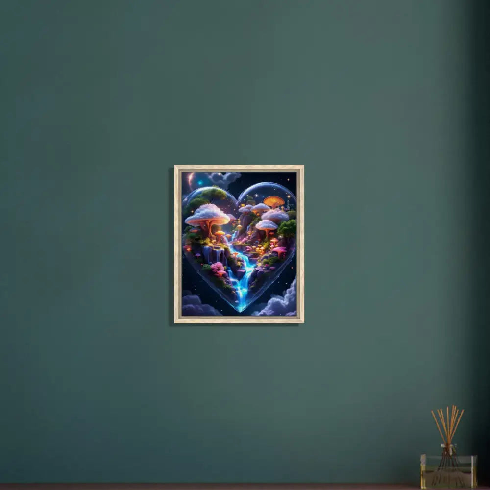 Framed Heart-Shaped Fantasy Landscape Canvas Art for PixiOnyx Enchanted Realms Frame