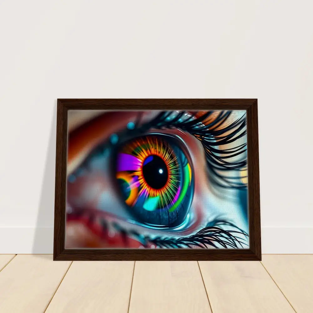 Framed psychedelic eye art on Canvas titled Cosmic Iris Portal of Vision by PixiOnyx