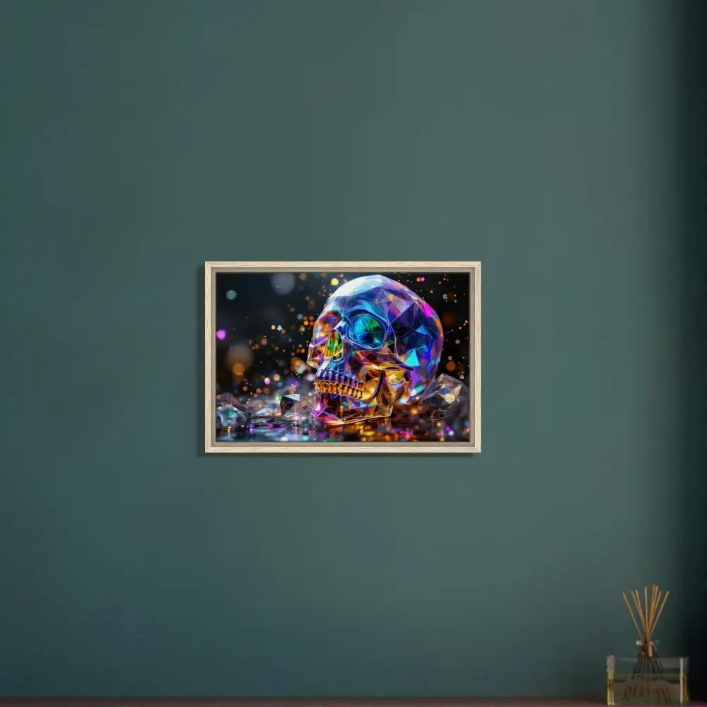 Framed Crystal Skull Artwork on Canvas in PixiOnyx Cosmic Luxe Collection