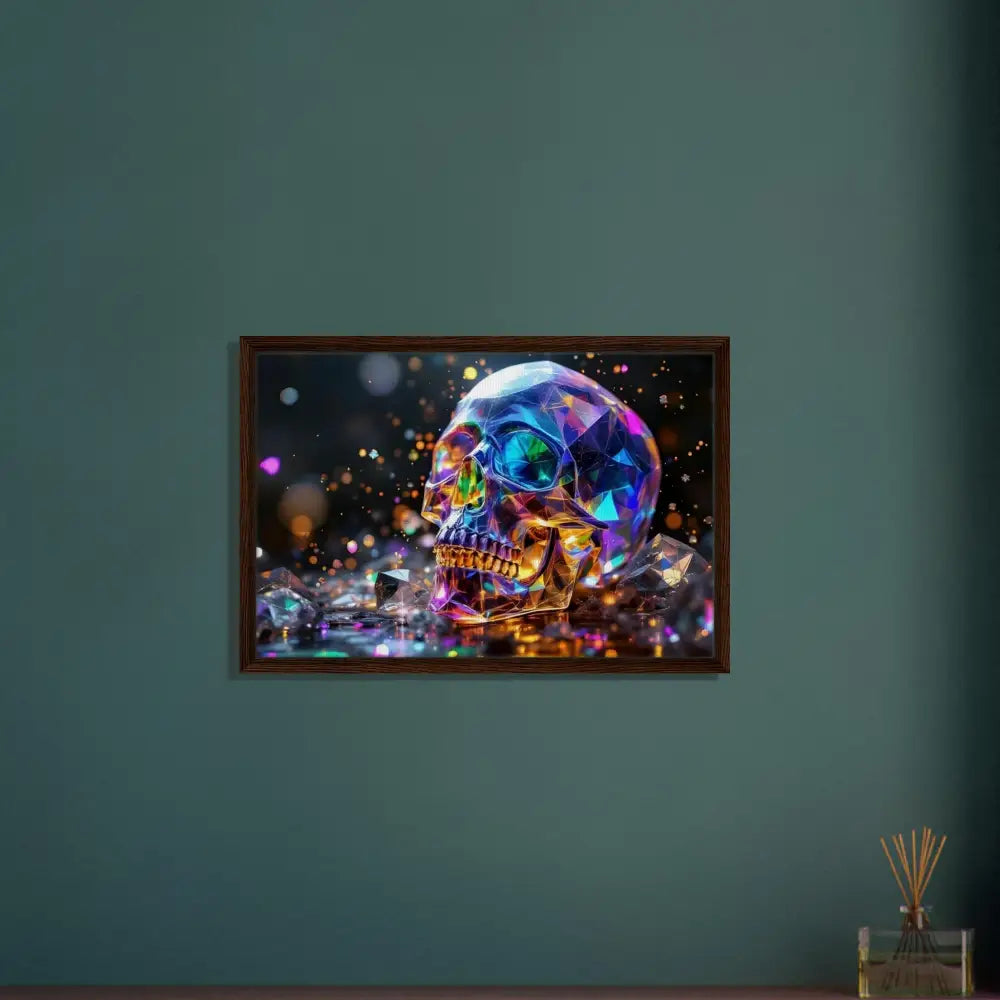 Framed Crystal Skull Prism artwork on Canvas from PixiOnyx Cosmic Luxe collection