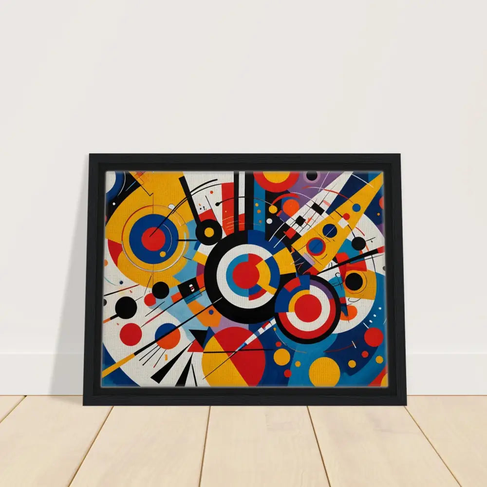 Framed abstract geometric art displayed in PixiOnyx Framed Canvas Dynamic Balance