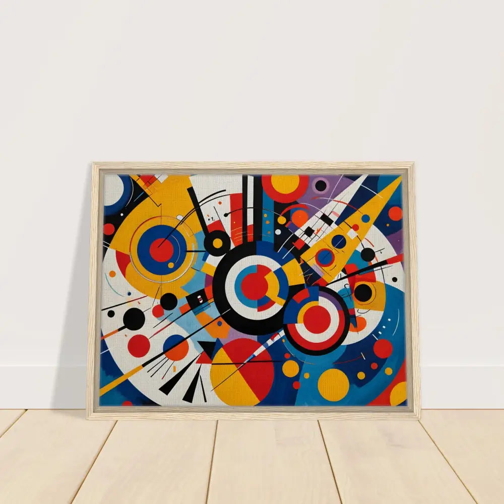 Framed abstract geometric art on canvas in a modern design for PixiOnyx Dynamic Balance