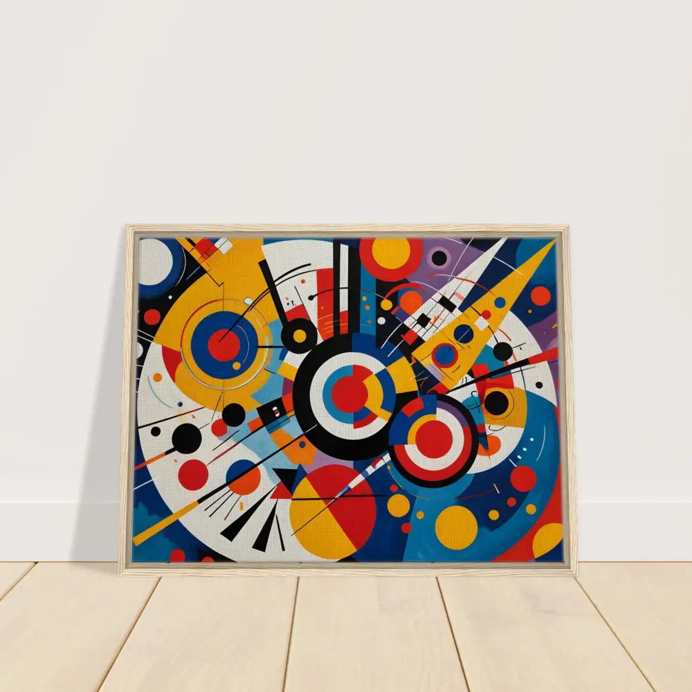 Framed abstract geometric canvas art in modern aesthetic for home decor by PixiOnyx