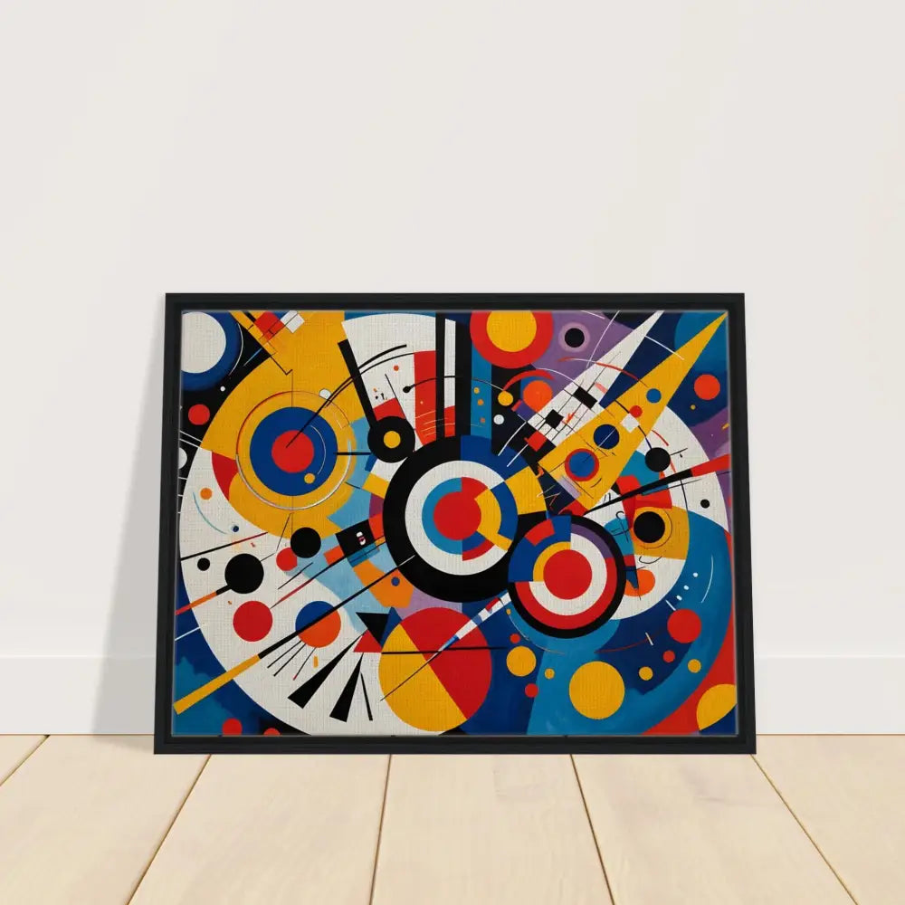 Framed abstract geometric art piece on canvas for modern home decor purchase