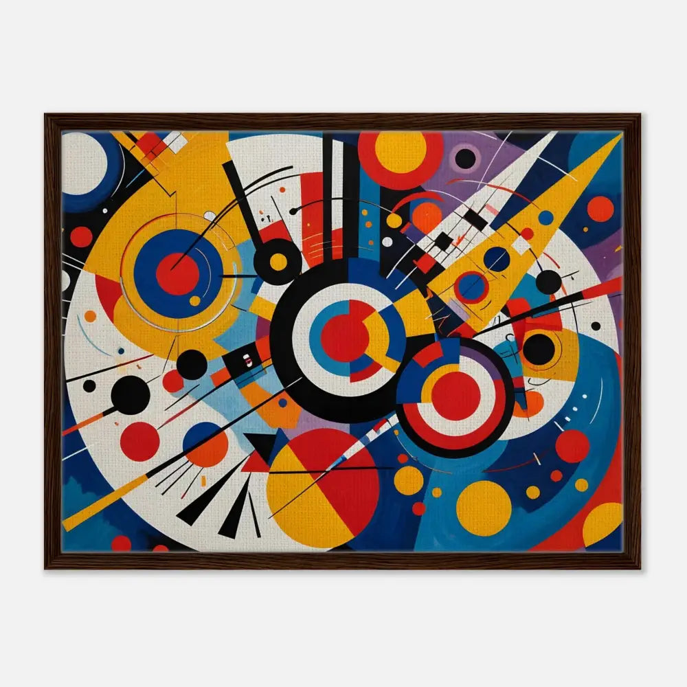 Framed abstract geometric painting titled Dynamic Balance by PixiOnyx on Canvas
