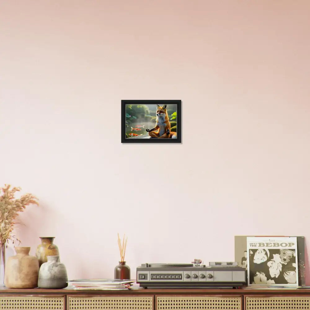 Framed fox art from PixiOnyx Garden Shrine Series on canvas display