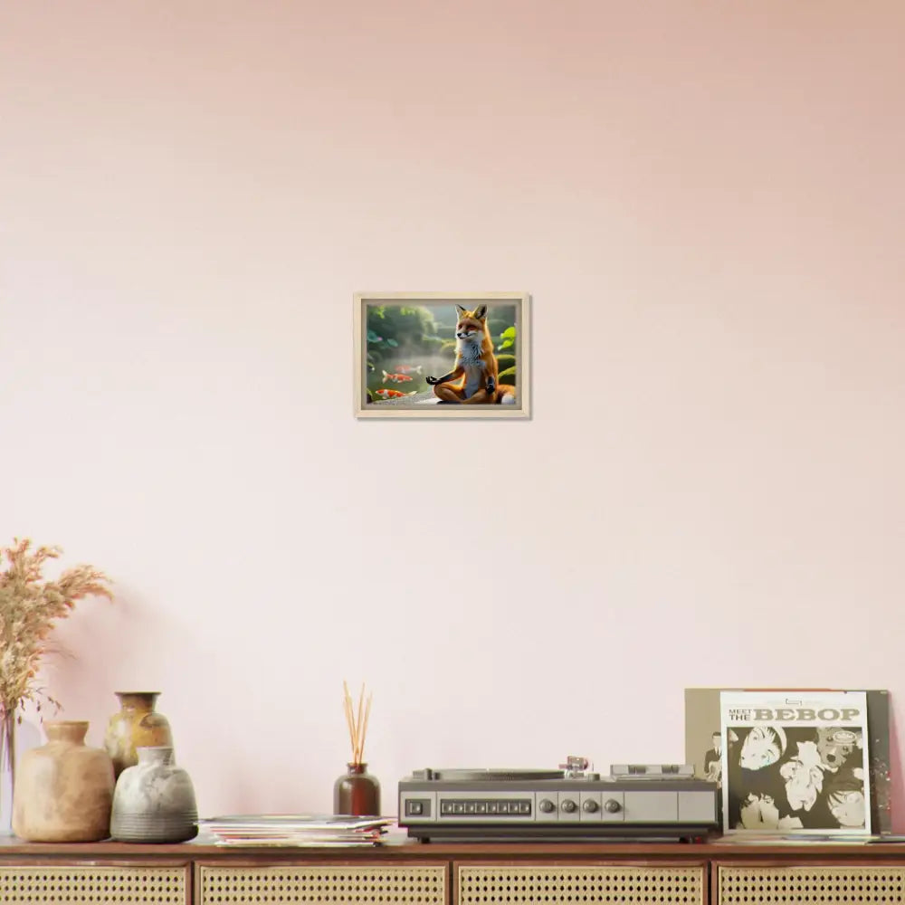 Framed Foxasana meditation artwork from PixiOnyx Garden Shrine Series displayed on canvas