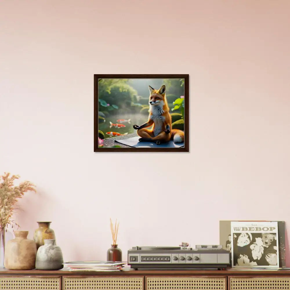 Framed Canvas of a fox meditating from PixiOnyx Garden Shrine Series
