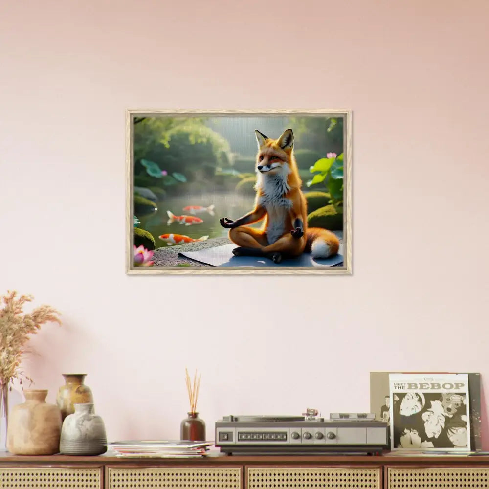 Framed Canvas Foxasana Fox Meditating from PixiOnyx Garden Shrine Series