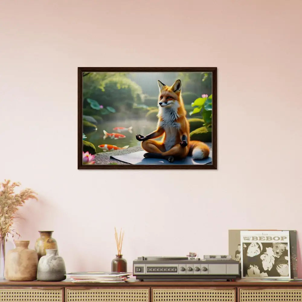 Framed fox meditation art from the PixiOnyx Garden Shrine Series displayed in a product image