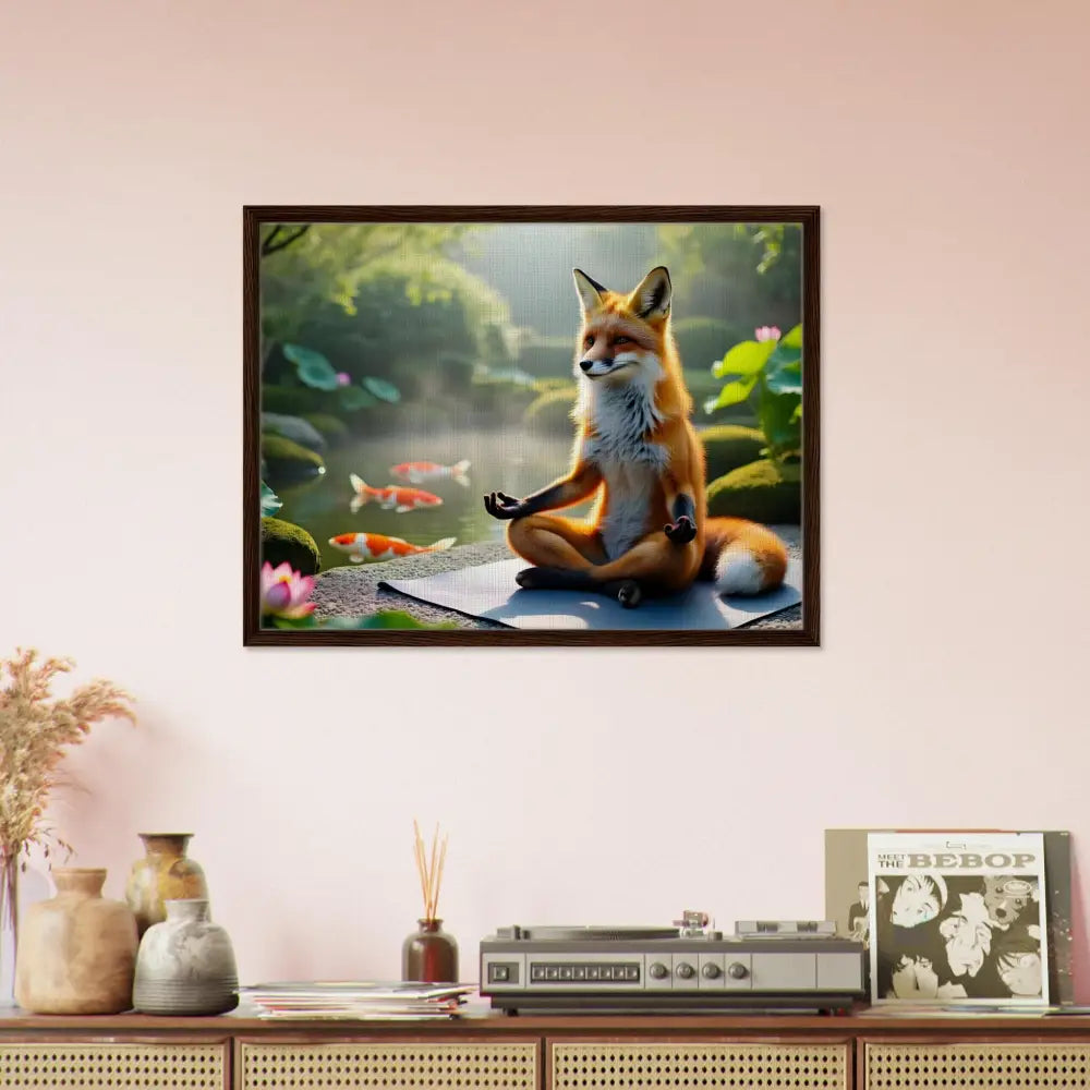 Framed Canvas Foxasana Meditation Art from PixiOnyx Garden Shrine Series