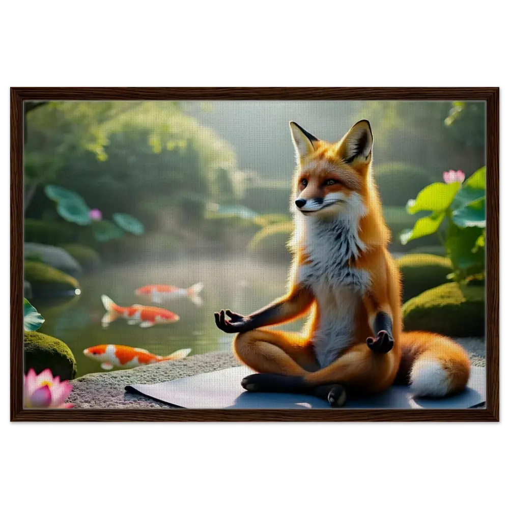 Framed Canvas Foxasana Fox Meditating in Garden from PixiOnyx Garden Shrine Series