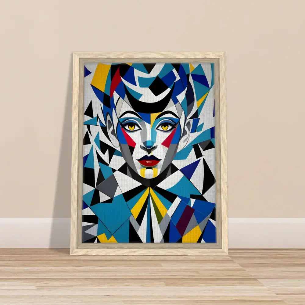 Framed geometric portrait artwork on PixiOnyx Dreamscape Canvas product display